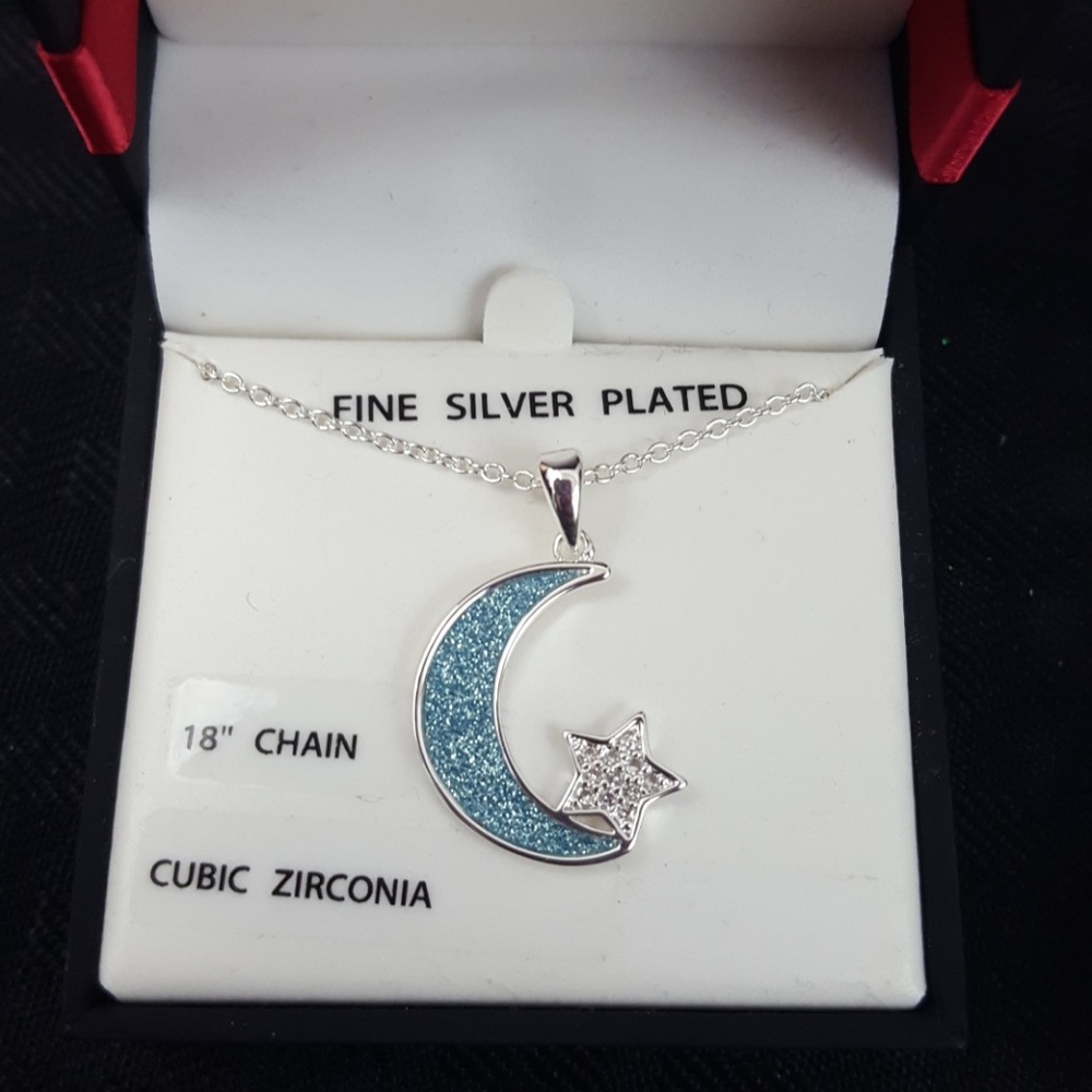 BOGO FREE NWT Moon Star Necklace Glittered